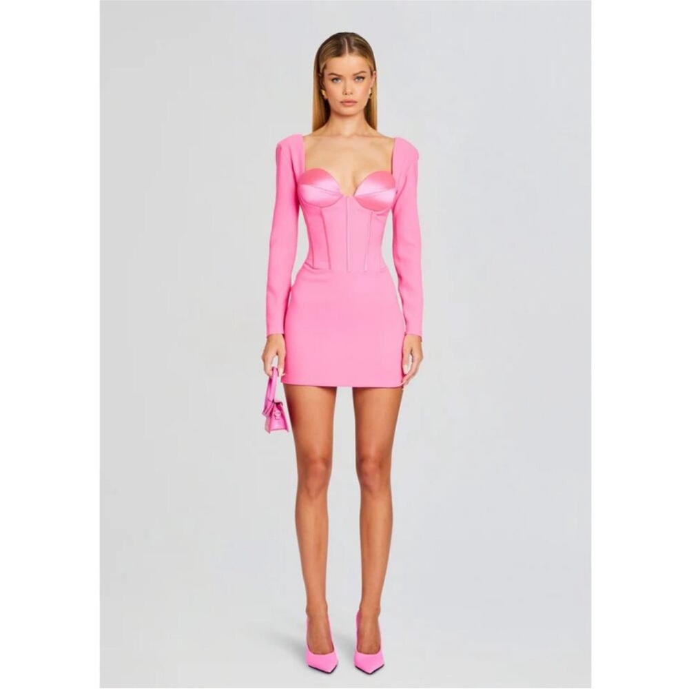 Retrofete Vibrant Pink Long Sleeve Dress - Picture 1 of 6
